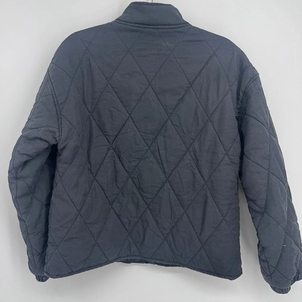 Social Standard by Sanctuary Quilted Jacket Women XS Black Diamond Snap Utility